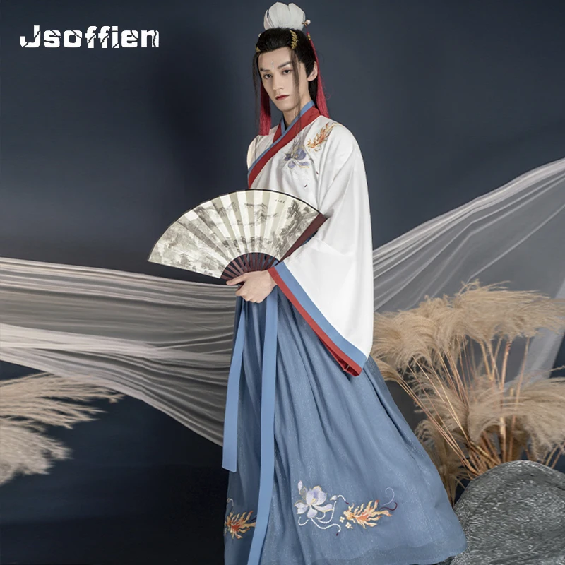 

Original Hanfu Men Chinese Traditional Swordsman Cosplay Costume Ancient Oriental Embroidered Folk Tang Suit Party Clothing