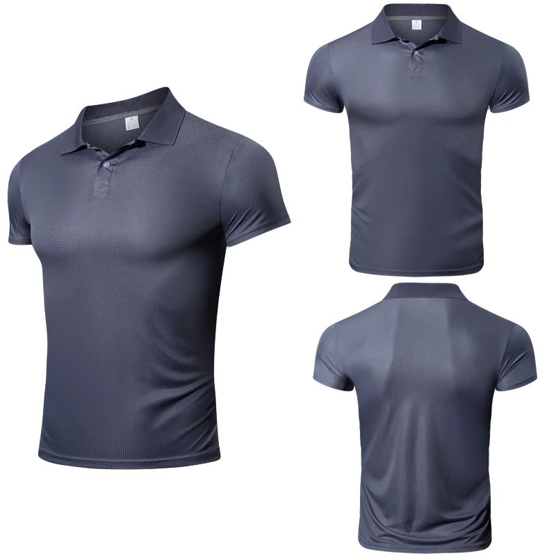 2023 Fashion Sport T Shirt Men Summer Running Shirt Short Sleeve Slim Top Casual Business Polo Shirt Camisetas Gym Masculino