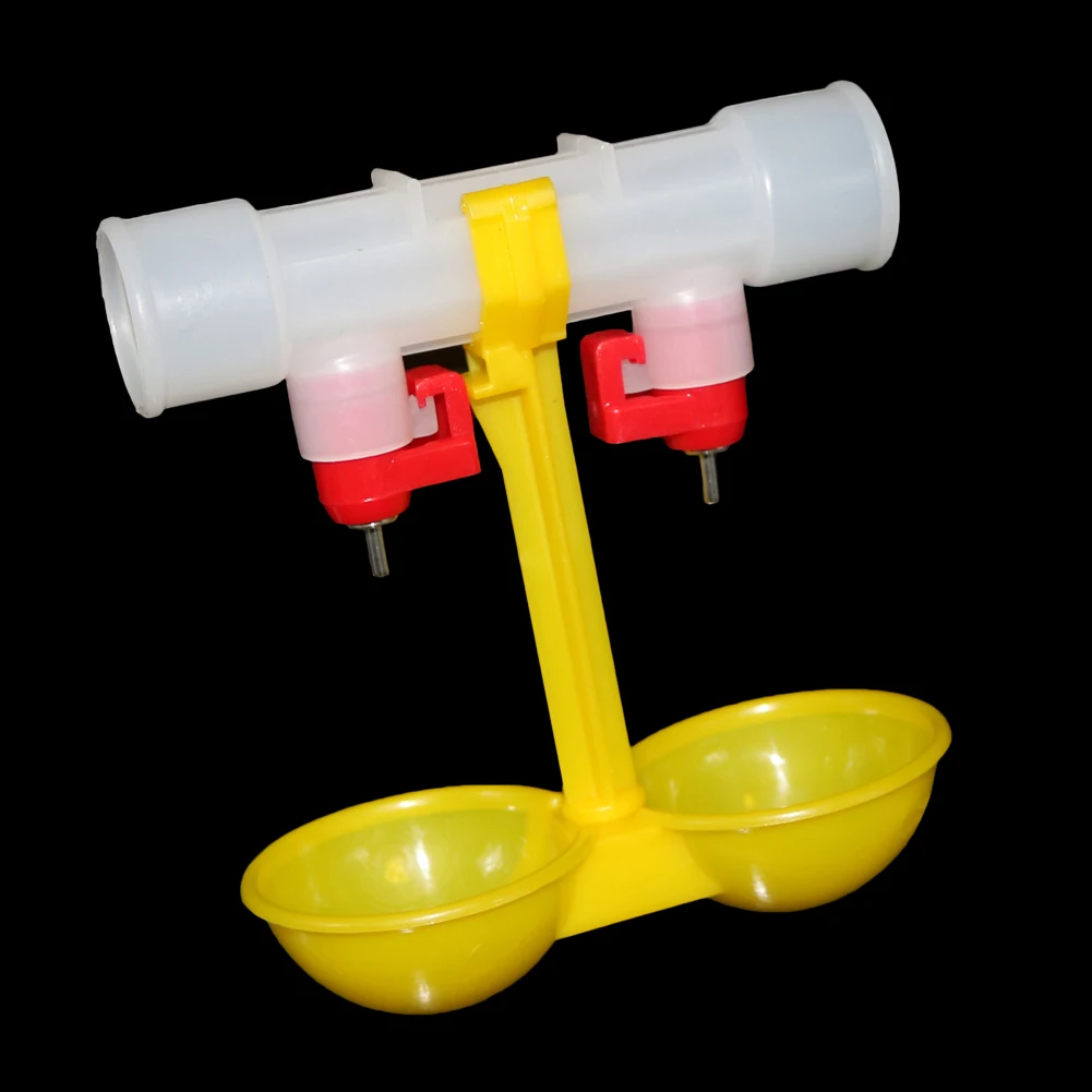 Double Outlet Drinking Hanging Chickens Cups Nipple Drinker Poultry Waterer Feeding Supplies Drinkers for Chickens 1pc