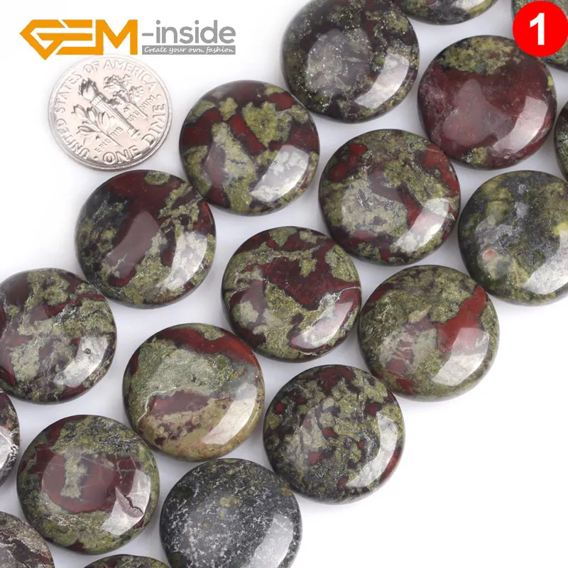 Natural Assorted 20mm Coin Flat Green Blood Stone Jaspers Tiger Eye Moss Agates Loose Beads For Jewelry Making DIY Strand 15\