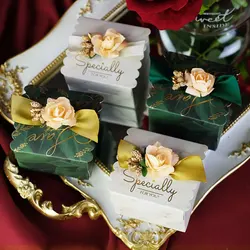 Marble Bronzing Flower Chocolate Box, Dream Candy Box, Wedding Party Decoration, Baby Shower, Boy's Birthday Gift Box for Guest