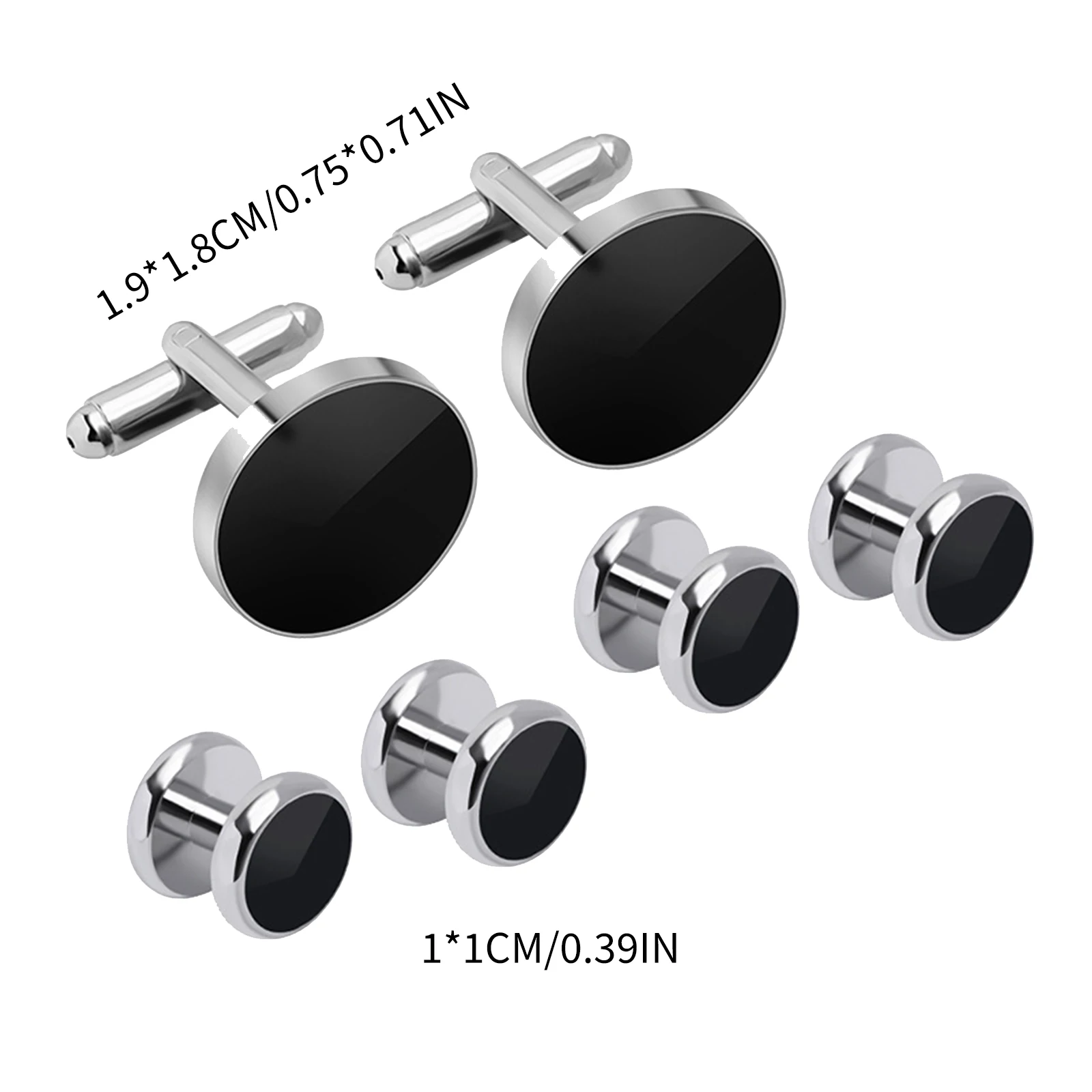 Cufflinks and Studs Set Formal Solid Customed Match Unique Black Cuff Links Kit for Wedding Tuxedo Puit Shirts Men Daddy