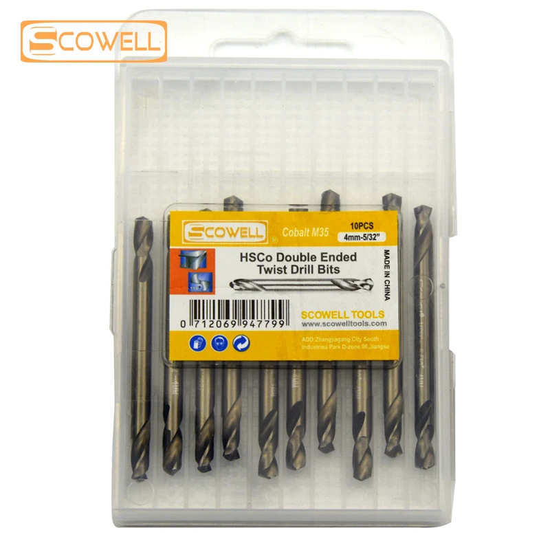 Paquete de 10 brocas de doble extremo Imperial HSS M35 cobalto 5% broca helicoidal en espiral con agujero de madera para Metal 3mm 3,2mm 3,5mm 1/8