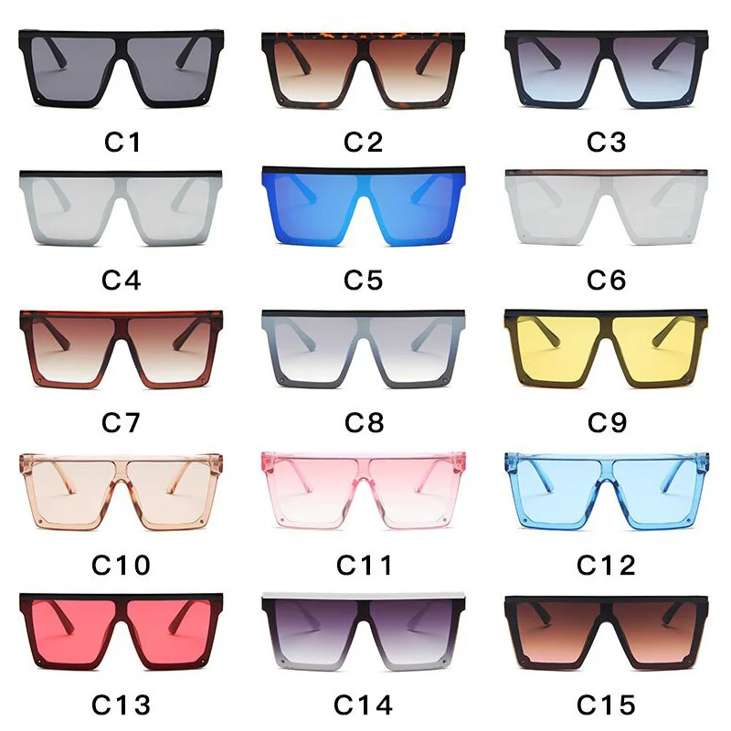 Fashion Square Sunglasses Woman Brand Designer Sun Glasses Female Big Frame One-piece Mirror Gradient Oculos De Sol Feminino