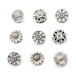 20pcs Fashion Flowers Metal Slider Beads For Bracelet Necklace DIY Making Accessories Gift Size 16x6.5mm K06283