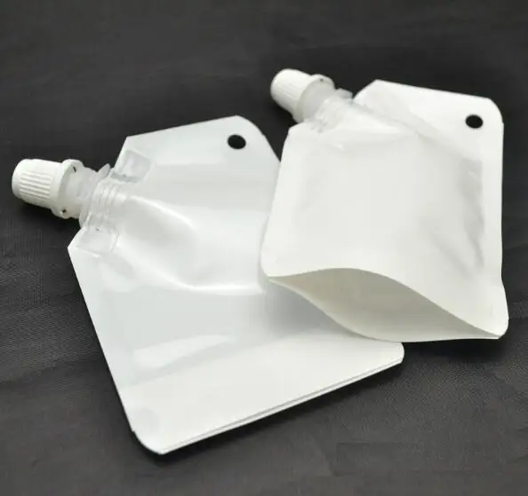 50ml white plastic doypack liquid stand up storage pouch packing bag with Side Spout