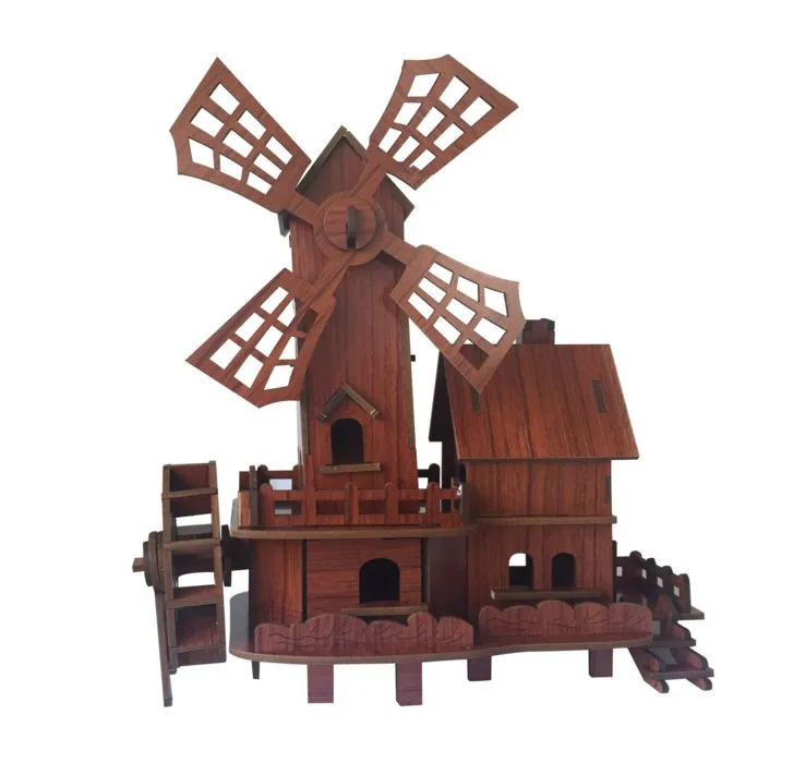 New 3D Exquisite Windmill Design Wooden Puzzle Game Assembly Toy Laser Cutting DIY Assembled model For Kid Children Adult ZL585