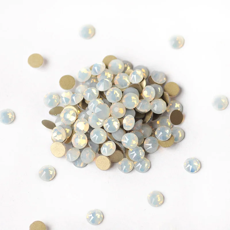 YANRUO 2088NOHF Flatback White Opal Rhinestone Glass Decorative Cold Fixation Self Adhesive Stones Craft Gems for Fabric