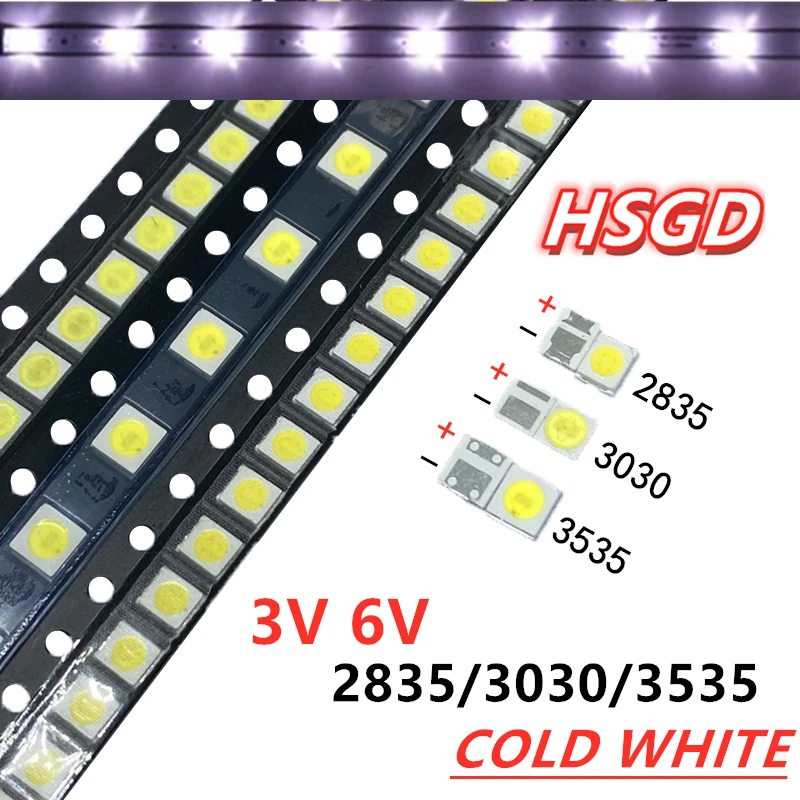 50 100Pcs For LG led tv backlight 2835 3030 3535 3V 6V 1W 3W kit electronique led for lcd tv repair Cool cold white