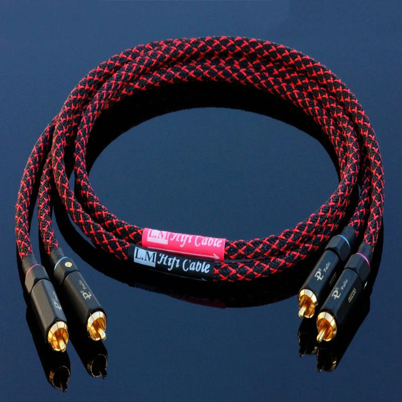 HiFi High Quality  Audio Video DIY 6N OFC Copper 2 core Silver Plated Audio RCA to RCA Audio shield cable