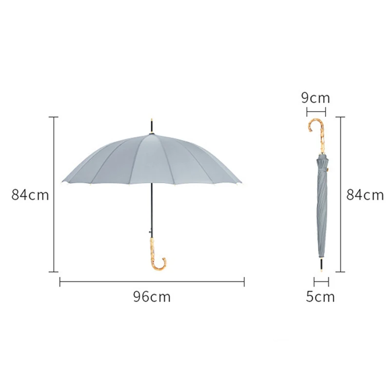 Long Automatic Big Umbrella Rain Women Men Parasol Retro Bamboo Curved Handle Large Umbrellas Strong Glassfiber 16K Windproof