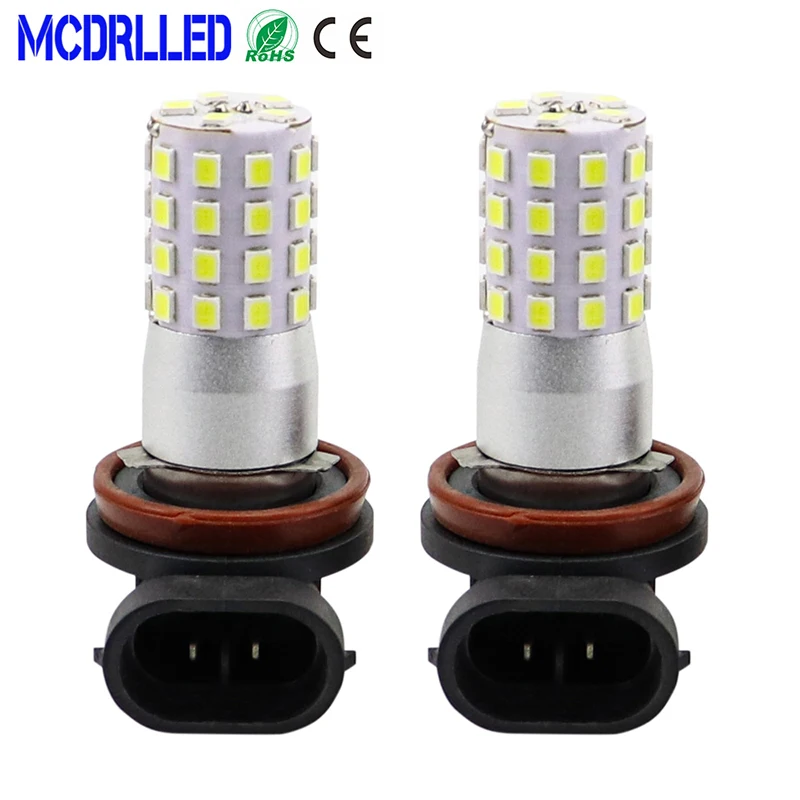 

Mcdrlled 2 шт. H8 H11 9005 9006 фары светодиодные противотуманные фары 12 Вт 2835SMD белый 6000K автомобильные ходовые огни