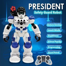 Launch Missile Guard RC Robot Shoot Water Firefighter Robot Gesture Sensing Singing Dancing Smart Programable Educational RC Toy