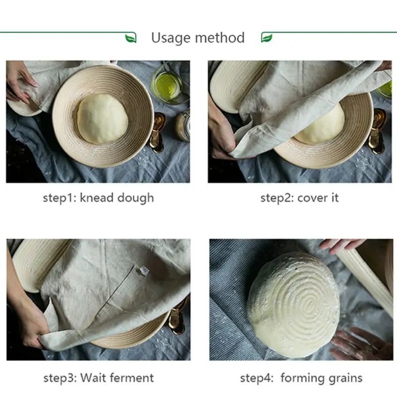 Fermentation Rattan Basket Baking Utensils Round Bread Basket Cloth Cover Home Kitchen Bakery Housewife Baker Torrefaction Tool