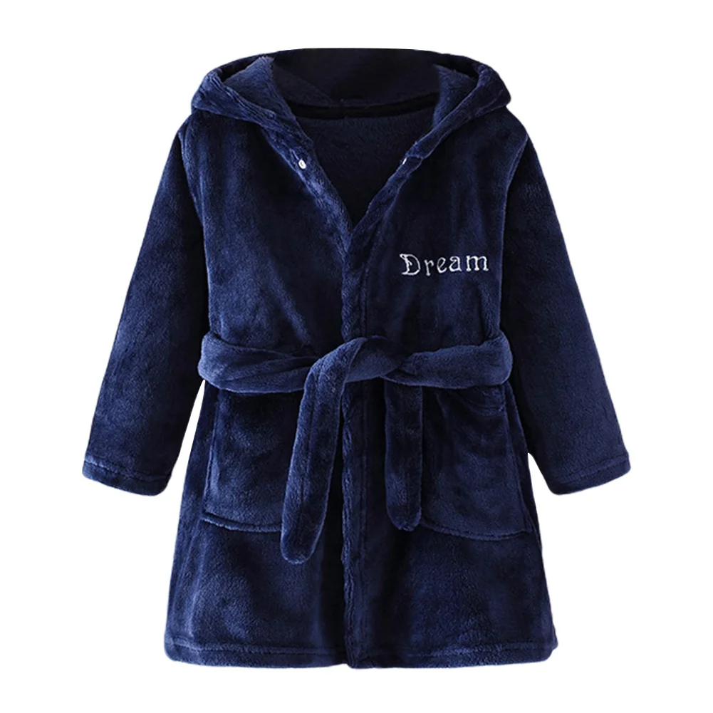 Children Bath Robes Flannel Winter Kids Sleepwear Hooded Robe Infant Nightgown for Boys Girls 3-10 Years Baby Clothes For Kids