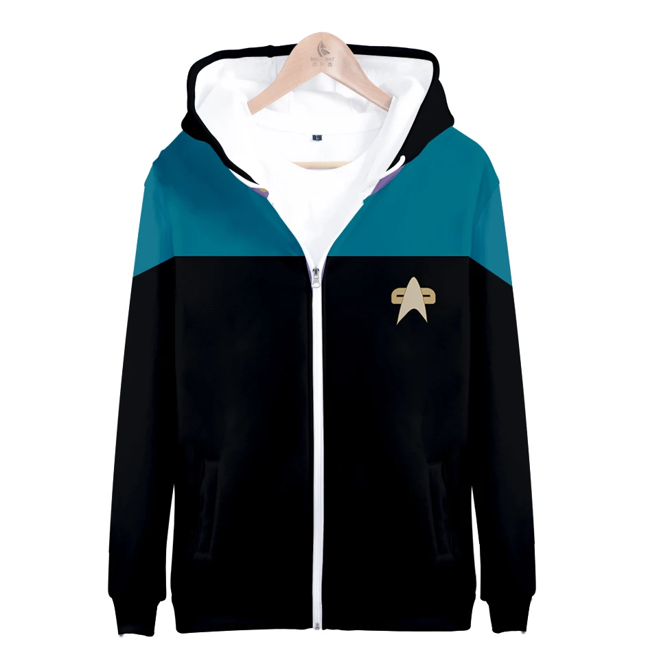 Gorący film Star trek bluzy 3D bluzy zamek z długim rękawem ubrania Star trek cosplay bluza z kapturem Plus rozmiar dla mężczyzn streetwear