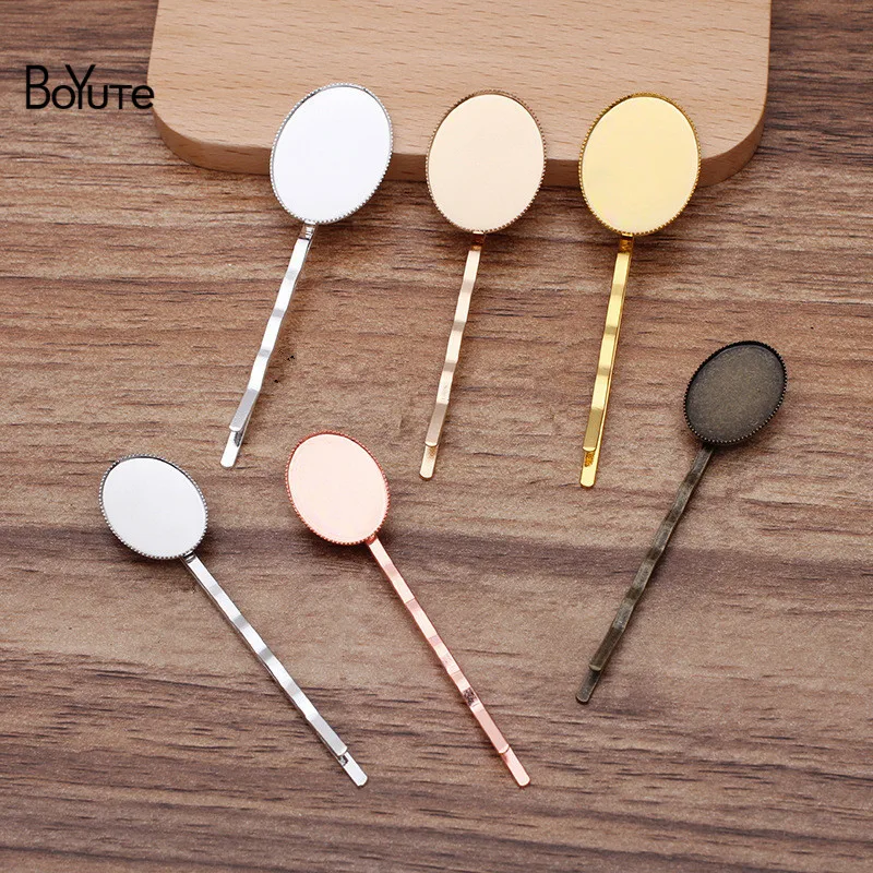 BoYuTe (50 Pieces/Lot) Fit 13*18MM 18*25MM Oval Cabochon Blank Hair Clip Base Diy Handmade Hair Accessories