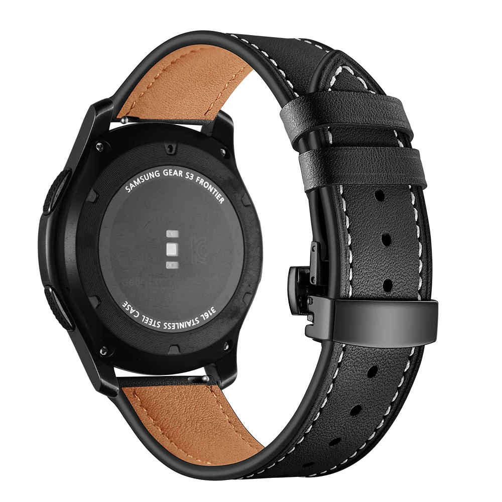 Leather Galaxy watch 46mm strap For Samsung Gear S3 Frontier 22mm watch band butterfly amazfit gtr 47mm huawei watch gt 4 strap image 5