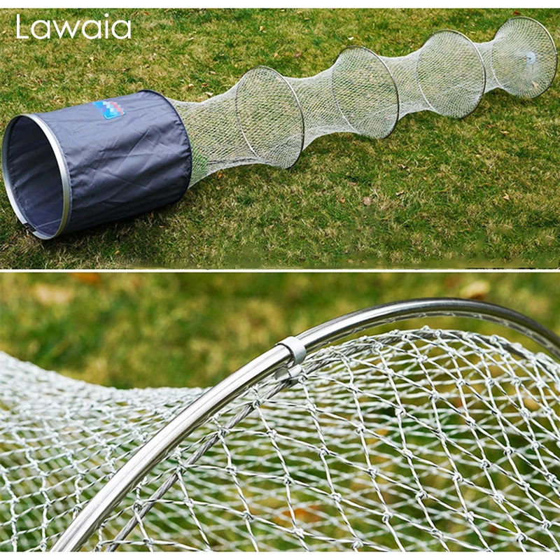 Lawaia Fishing Net Cage Stainless Steel Net Ring Handmade Gray Braided Wire Competitive Fishing Cage Fishing Protection Net Bag