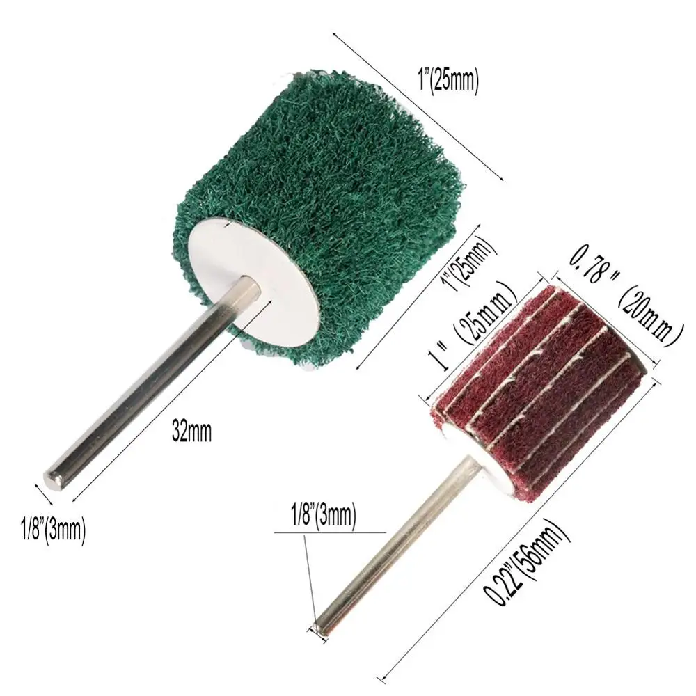 20pc 1inch 20/25mm Scouring Pad Abrasive Wheel Grinding Sanding Head 3mm shank Non-woven Buffing Polishing Wheel For Rotary tool