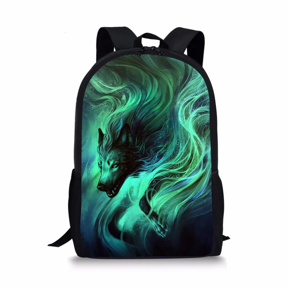 Elviswords Aangepaste Afbeelding Schooltassen Voor Jongens Cool Wolf Gedrukt Bagpack Mannen Teenagers School Rugzak Boek Tassen Mochila Escolar