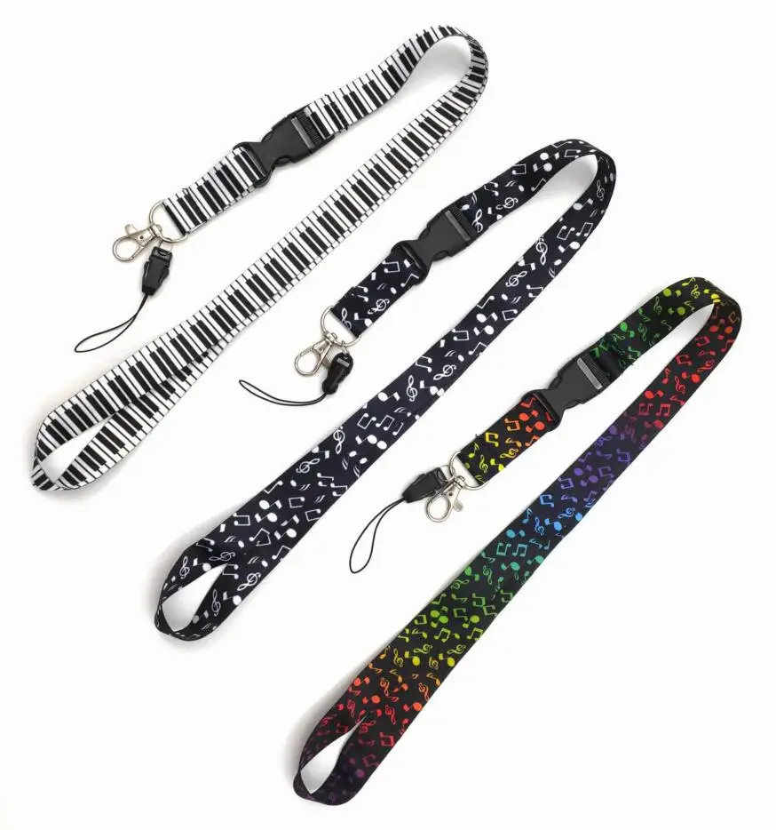 

Wholesale Lot Musical note pattern Cellphone lanyard Straps Clothing Keys Chain ID cards Holder Detachable Buckle Lanyards