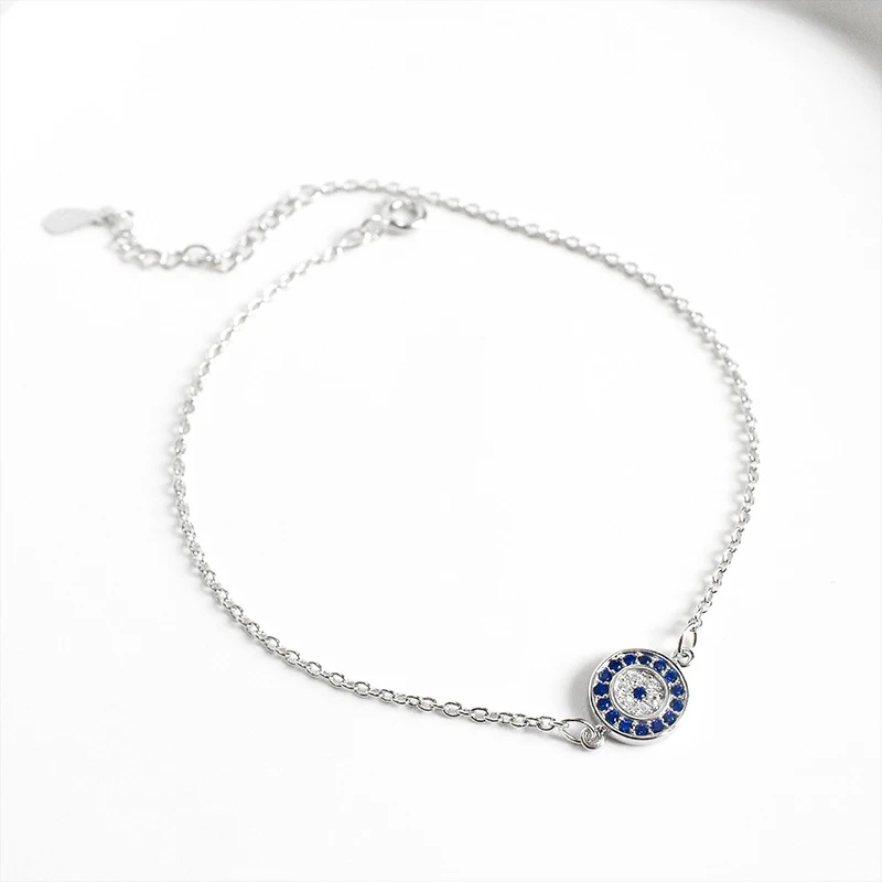 MIQIAO 925 Sterling Silver Evil Eye Ladies Anklets 20 CM Jewelry For Women Foot Bracelet On The Leg Chain Fashion 2021 New Gift