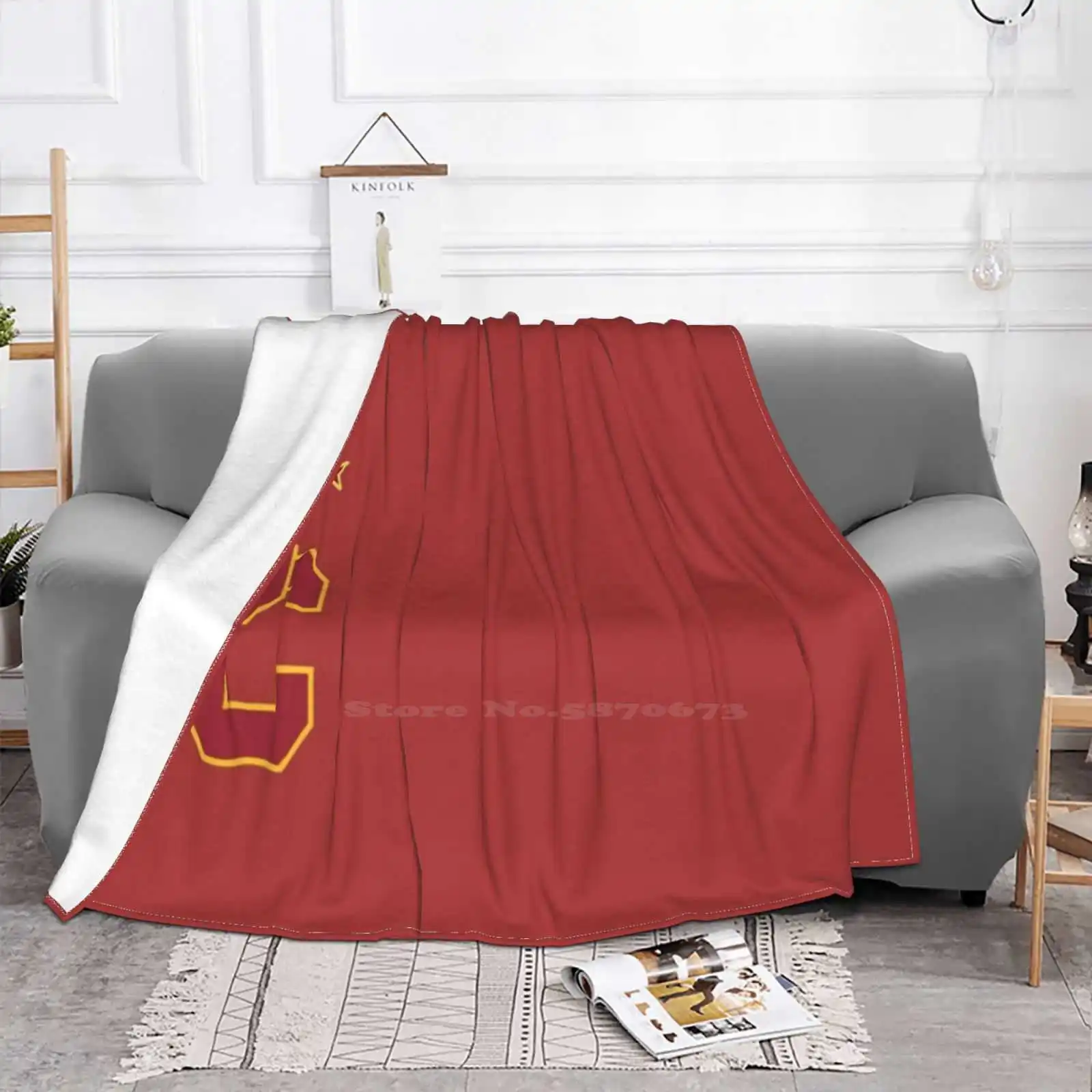 Red Sc Stars Mask Fashion Soft Warm Throw Blanket Usc Usc Usc Star Trojan Fight On The Trojan Y Sign Cardinal Red Trojan Gold