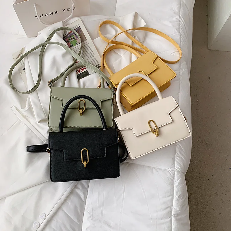 2021PU Leather Solid Color Crossbody Packet Spring Summer Ladies Simple and Versatile Shoulder Female Handbag Small Square Bag