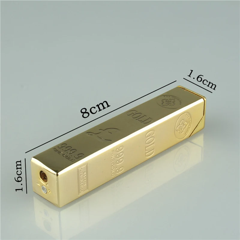 Metal Gold Bar Torch Lighter Free Fire Butane Gas Smoke Pipe Lighter Inflated Cigarette Gasoline Oil Lighter Gadget For Man