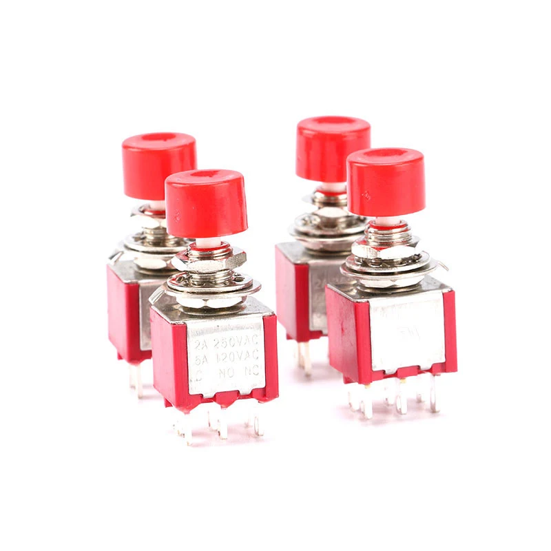 5pcs Button switch jog button switch PS-102 202 round self-reset button switch with cap 3/6 feet