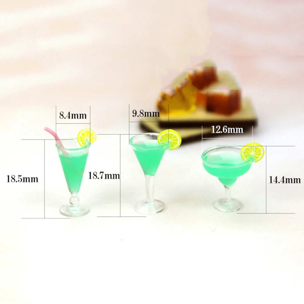 1Pcs 1/12 Dollhouse Miniature Accessories Mini Resin Mint Cocktail Simulation Drink Wine Model Doll House Decoration ob11