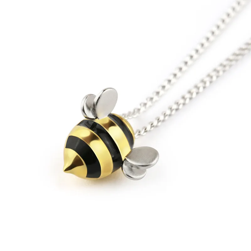 925 Sterling Silver Jewelry Wholesale Korean Fashion Cute Bee Exquisite Creative Female Personality Pendant Necklace for women