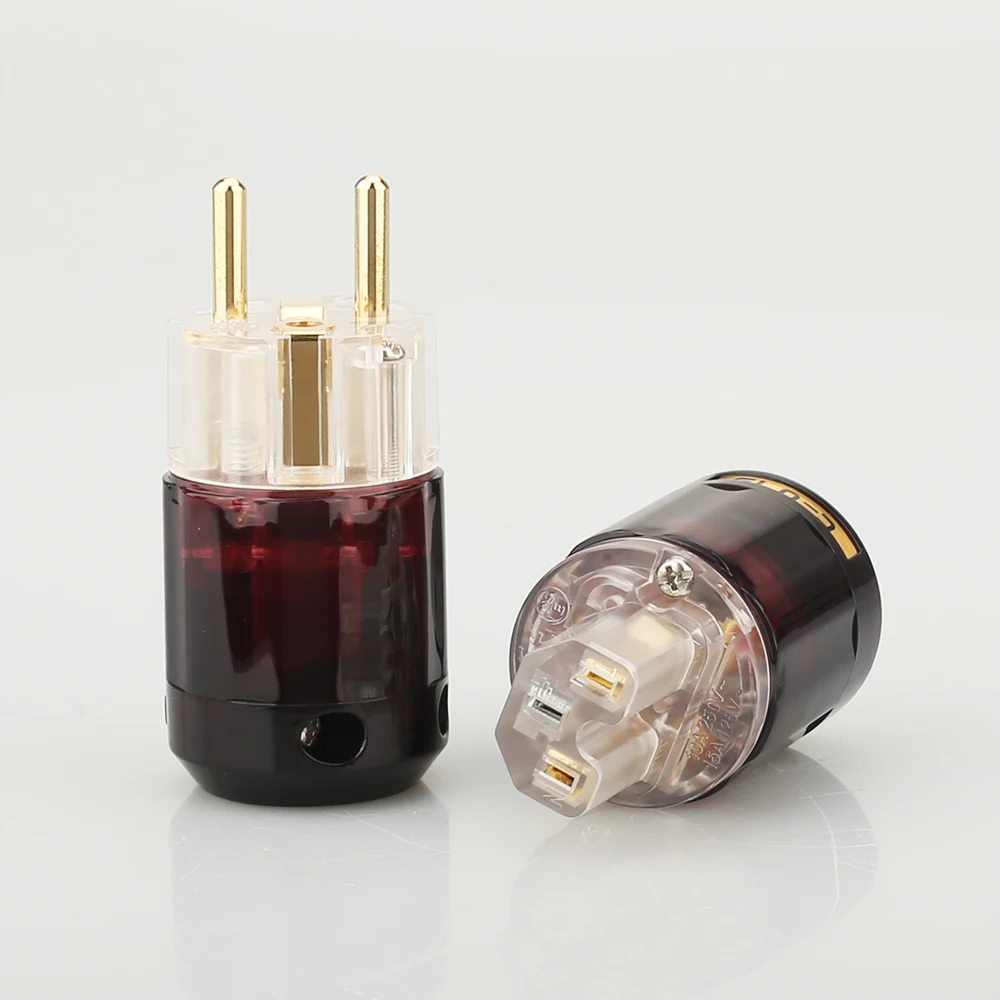 

5 pair Gold Plated C-079 IEC + P-079E 24k Gold-Plated EU Plug connector IEC Schuko EU plug, For Audio Connector DIY