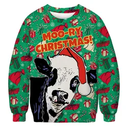 2022 Xấu Xí Giáng Sinh Áo Len 3D In Hình Ngộ Nghĩnh Xmas Áo Thun Cổ Áo Hoodie Nỉ Nam Nữ Ngày Lễ Đảng Thu Áo Len Dây Nhảy Cao Cấp