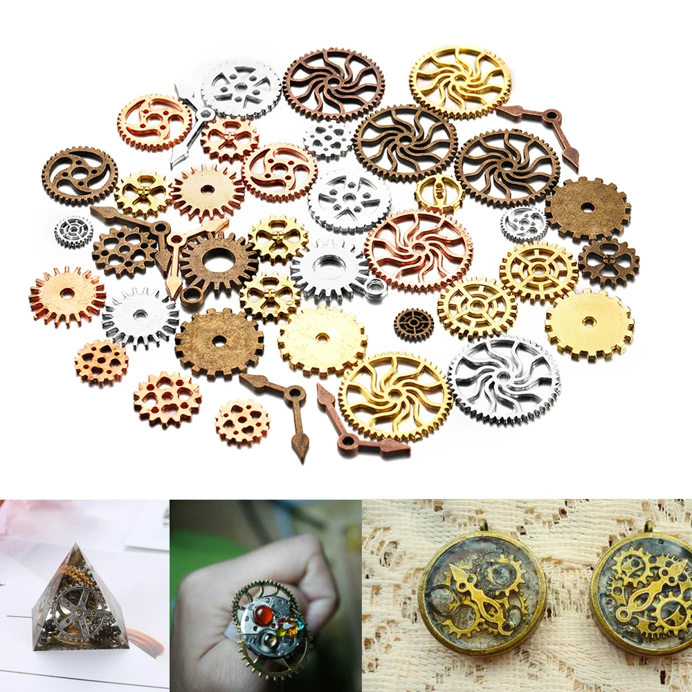 50/100g Vintage Mix Color Antique Mechanical Steampunk Cogs & Gears Charms Diy Jewelry Making Accessories Supplies