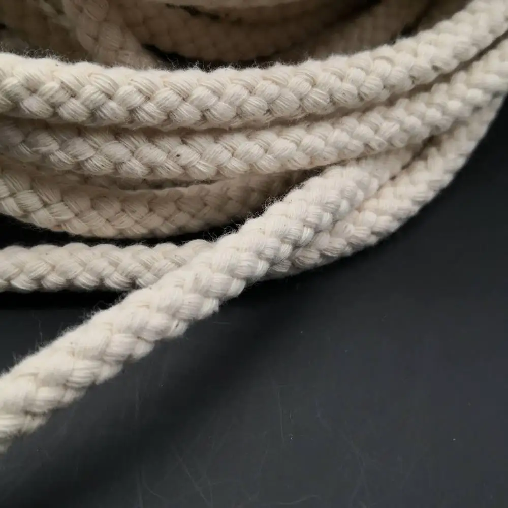 braided cord - cotton braided rope diamond style 10mm natural white for macrame bag artisan designer