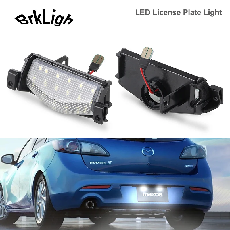 2Pcs Car LED License Plate Lights Rear Number Lamp For Mazda3 09-13 Mazda 2 11-13 Error Free Canbus 18smd White Auto Accessories