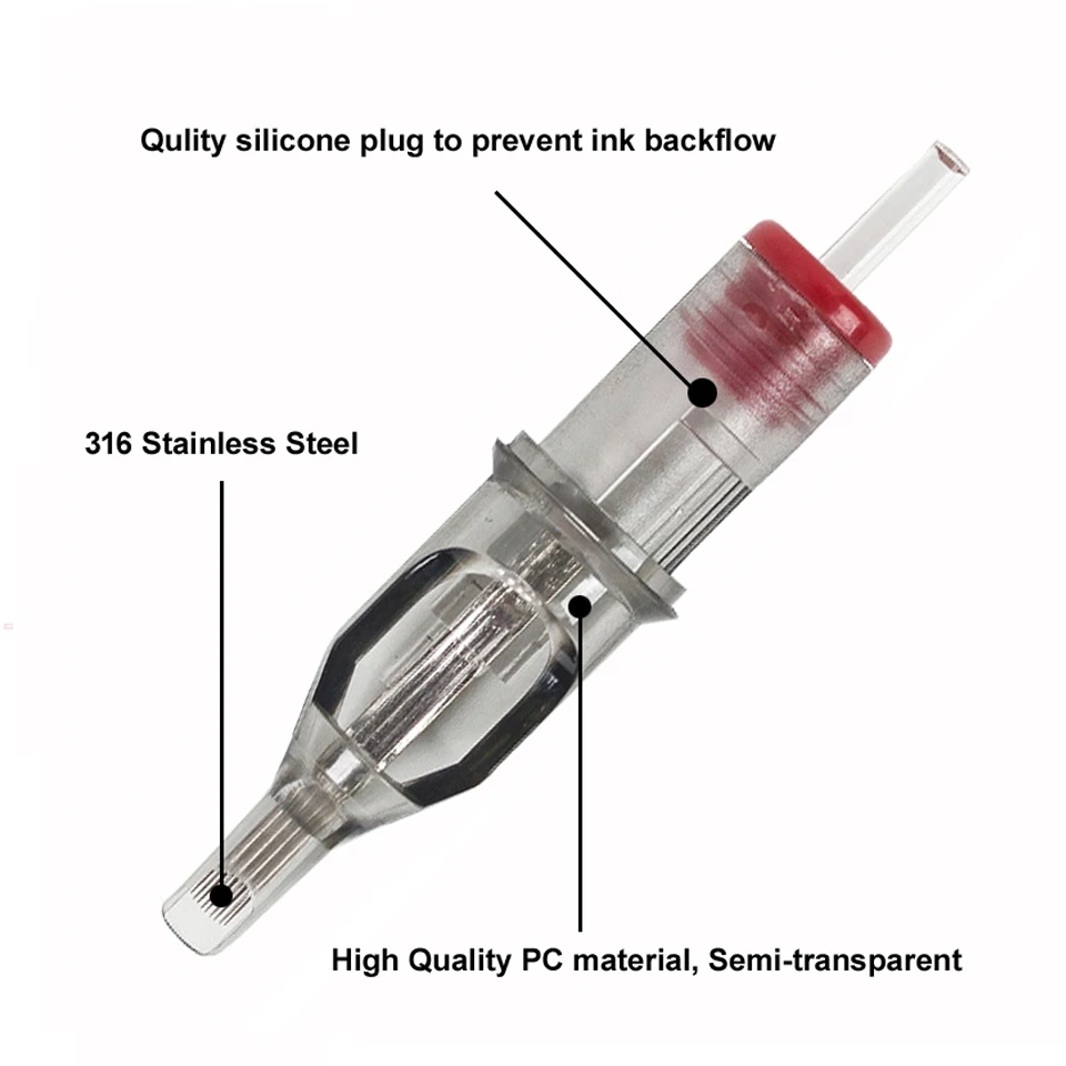 Cartucho de agulhas esterilizado descartável, delineador plano com agulhas para tatuagem permanente, lábios, sobrancelha, maquiagem, suprimentos de caneta rotativa, 20 peças