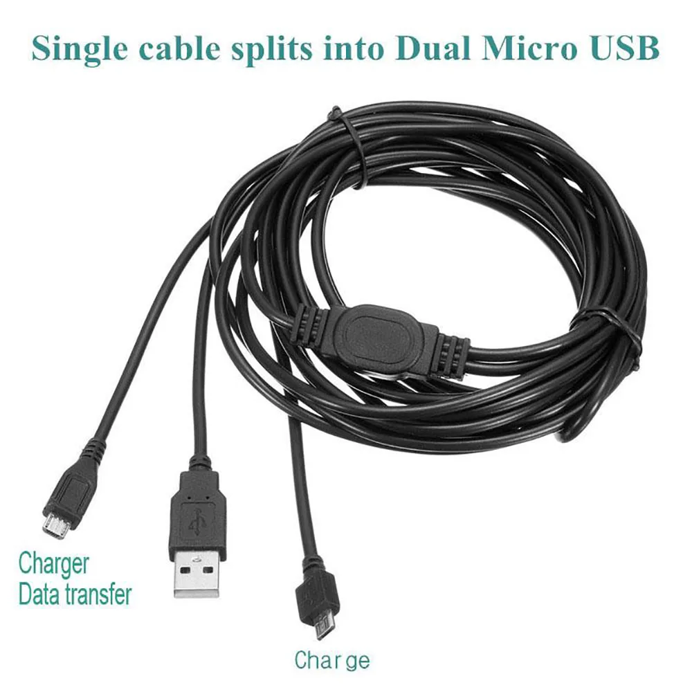 3.5M 2 In 1 Hi-Speed Micro USB 2.0 Charging Cable Sync Data Cord For PlayStation 4 Dual Shock PS4 Controller/PS3/PS VR