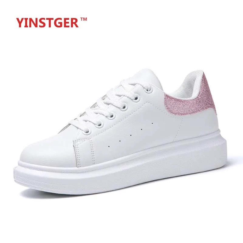 

YINSTGER 2020 Women's white Shoes Casual Summer Sneakers lady Fashion comfortable style Flat Rubber sole breathable Sport shoes