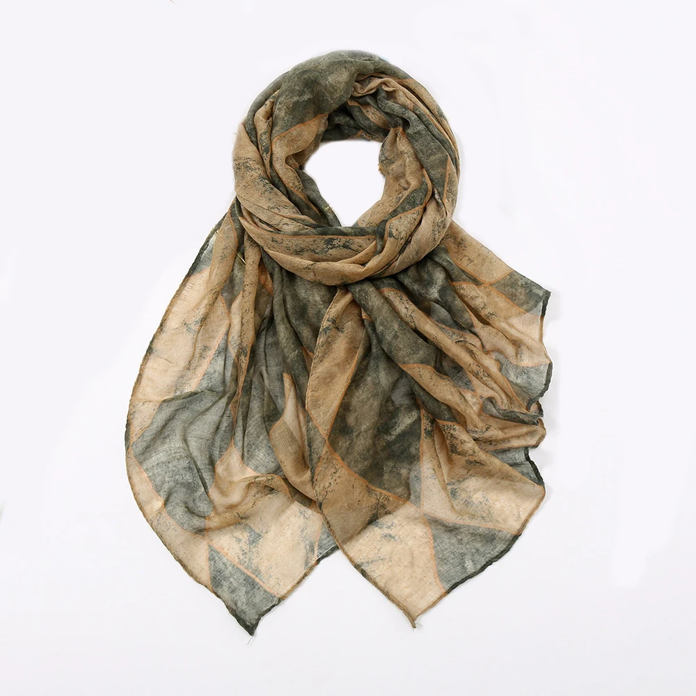 

2022 Spring Geometry Print Scarf Shawls Long Soft Head Wrap Hijab Scarves 7 Color Free Shipping