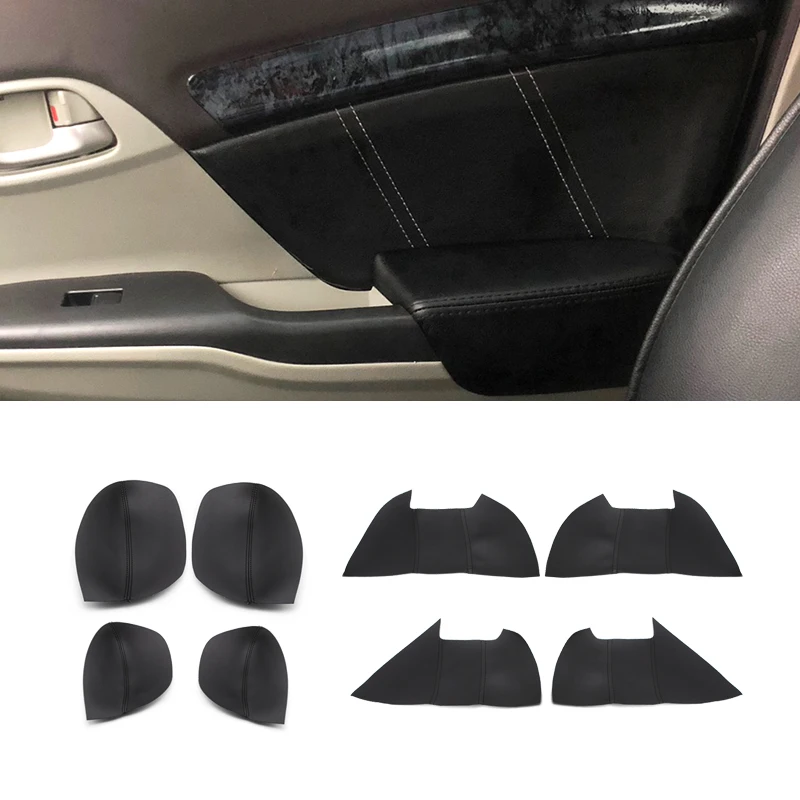 4pcs Soft Leather Door Panel Cover For Honda Civic 9th Gen 2012 2013 2014 2015 Car Door Panels / Door Armrest Panel Cover Trim