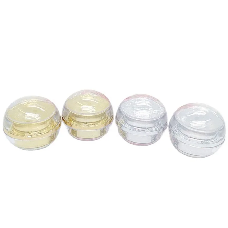 

5G 5ML Acrylic Round Jar, Cosmetic Eye Cream Box, Small Round Crystal Bottle, Bright Gold And Silver Jar, 50pcs/lot
