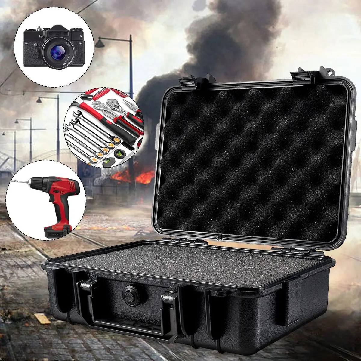 9 Sizes Waterproof Hard Case Box Plastic Tool Box Safety Equipment Tool Box Suitcase Impact Tool Case Shockproof Case with Foam