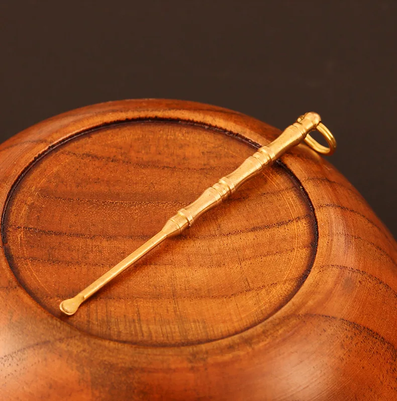 bamboo joints design Brass Earpick craft Ear Cleaner Earwax Spoon Ear pick Portable key chain pendant home decoration a0322