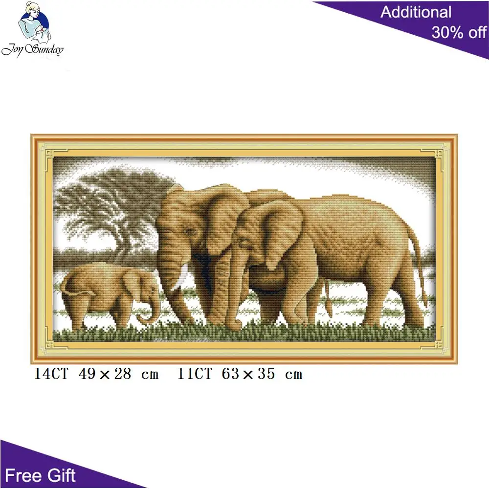 Joy Sunday-Elephant Home Decor, Elephant King, madre e figlio, A Happy Family kit punto croce, D540, D548(1), D549(2), D713