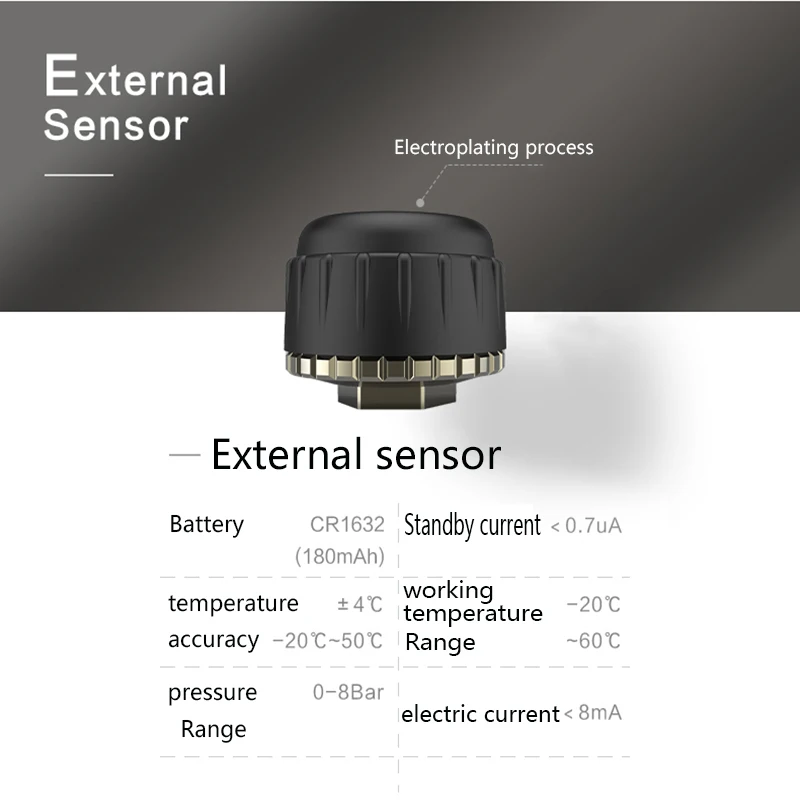 USB Android TPMS sistema di monitoraggio della pressione dei pneumatici trasmissione Wireless 8 bar 116 psi sistema di allarme interno 5V esterno