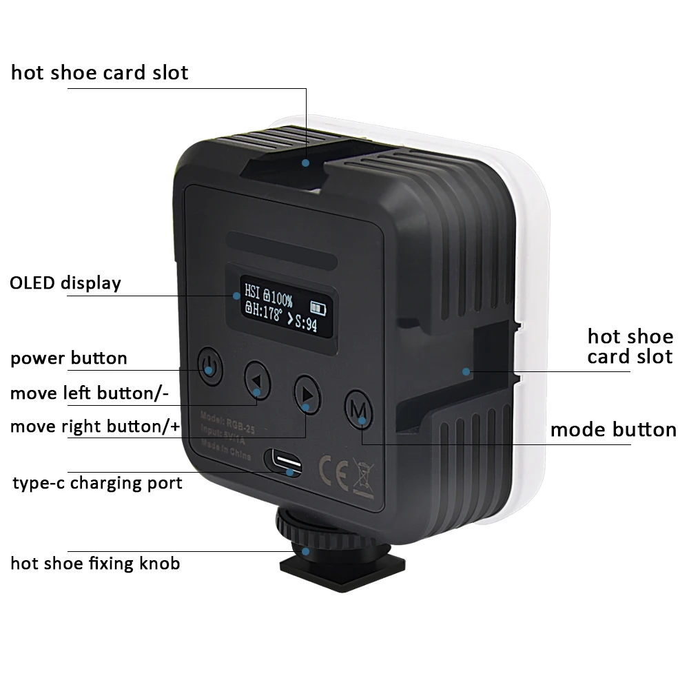 Mcoplus – Mini lumière de photographie vidéo LED, rvb CRI 95, 2500-8500K, pour Live de poche, YouTube Vlog, lampe