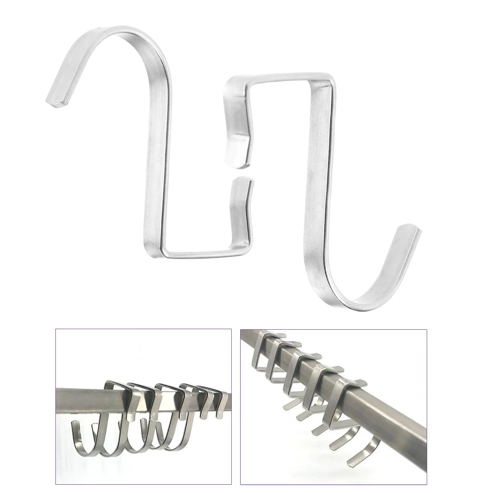 5 PCS Flat S Hooks Metal Silver S Shaped Hanging Hooks for Kitchen Bathroom Bedroom and Office Home Storage 45*20mm